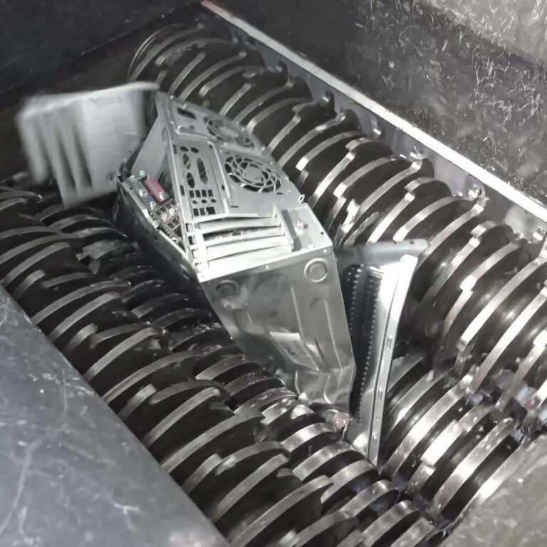 Hard drive being physically shredded
